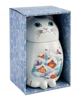 Чай черный GET&JOY Кот - Волшебная Зима, керамическая чайница, 50 гр