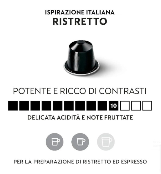 Кофе в капсулах Nespresso Ristretto 25-40 ml КОМПЛЕКТ 5 туб - 50 капсул в магазине ТеаКофее, фото