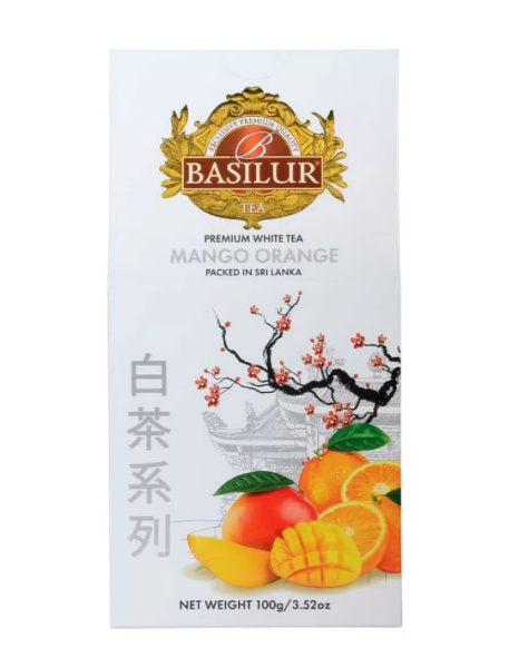 Чай белый Basilur White Tea манго-апельсин,  100 гр. в магазине ТеаКофее, фото