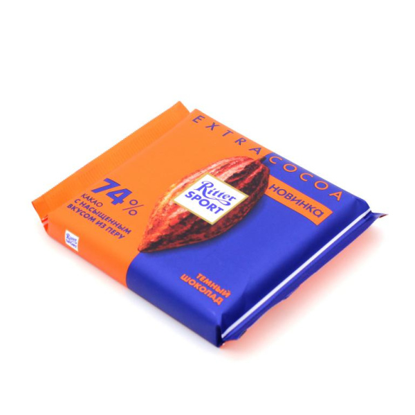 Шоколад Ritter Sport Extra Cocoa 74 % какао с насыщенным вкусом из Перу 100 гр. в магазине ТеаКофее, фото
