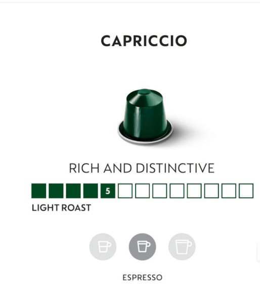 Кофе в капсулах Nespresso Capriccio 40ml КОМПЛЕКТ 5 туб - 50 капсул в магазине ТеаКофее, фото