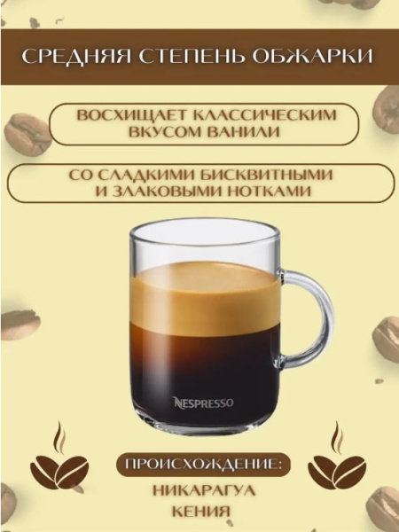Кофе в капсулах Nespresso Vertuo Sweet Vanilla Decaffeinato 230 ml 10 капсул в магазине ТеаКофее, фото