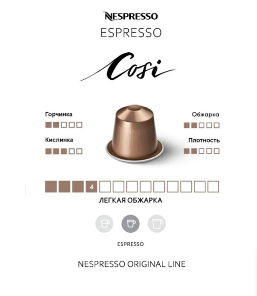 Кофе в капсулах Nespresso Cosi 40 ml КОМПЛЕКТ 5 туб - 50 капсул в магазине ТеаКофее, фото