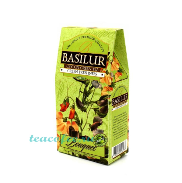 Чай Basilur Green Freshness (Зеленая Свежесть) зеленый 100 гр. в магазине ТеаКофее, фото