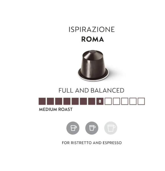 Кофе в капсулах Nespresso Roma 40 ml  КОМПЛЕКТ 3  тубы - 30 капсул в магазине ТеаКофее, фото