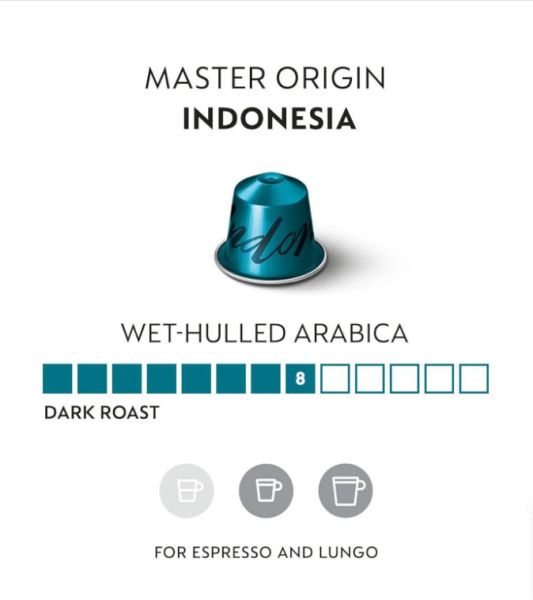 Кофе в капсулах Nespresso Indonesia 40-110 ml КОМПЛЕКТ 5 туб - 50 капсул в магазине ТеаКофее, фото