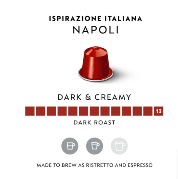 Кофе в капсулах Nespresso Ispirazione Napoli 25-40 ml КОМПЛЕКТ  5 туб - 50 капсул в магазине ТеаКофее, фото